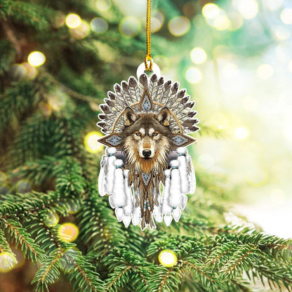 Wolf Native Custom Shaped Acrylic Ornament for American Native OO3676