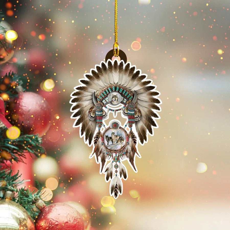 Wolf Native Custom Shaped Acrylic Ornament for American Native OO3676