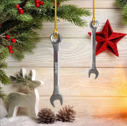 Personalized Wrench Tree shape acrylic ornament, ornament for Mechanic OO3664