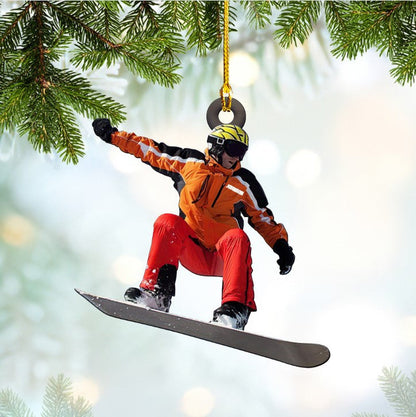 Personalized Snowboarding Man & Woman Ornament, Custom Name Acrylic Flat Ornament OO3663