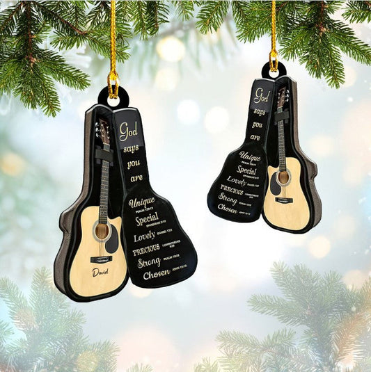 Personalized Classic Guitar Custom Name Ornament Christmas Acrylic Custom Shape Ornament for Guitar Players OO3662