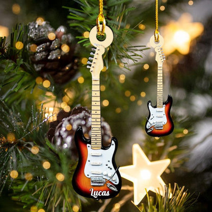 Personalized Classic Guitar Custom Name Ornament Christmas Acrylic Custom Shape Ornament for Guitar Players OO3662