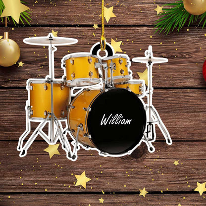 Personalized Custom Text Red Drum Set Custom Shape Ornament for Christmas Gift Drummer OO3657