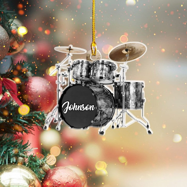 Personalized Custom Text Red Drum Set Custom Shape Ornament for Christmas Gift Drummer OO3657