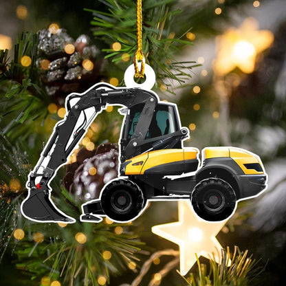 Personalized Excavator Ornament, Custom Name Flat Acrylic Ornament for Crane Worker OO3655