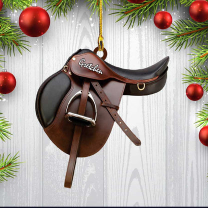 Custom Horse Saddle Personalized Flat Ornament For Horse Lovers, Cowboy Cowgirl Acrylic Ornament OO3647