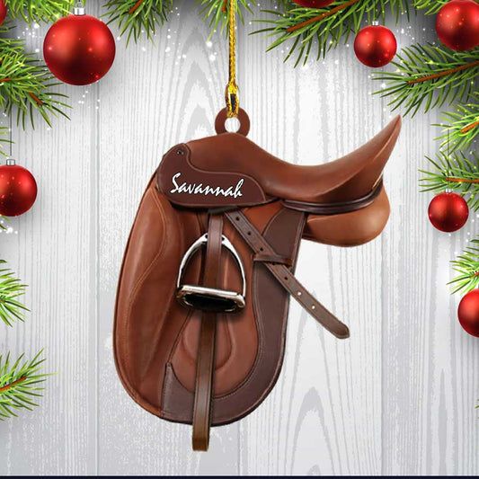 Custom Horse Saddle Personalized Flat Ornament For Horse Lovers, Cowboy Cowgirl Acrylic Ornament OO3647