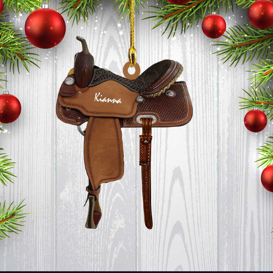 Custom Horse Saddle Personalized Flat Ornament For Horse Lovers, Cowboy Cowgirl Acrylic Ornament OO3647