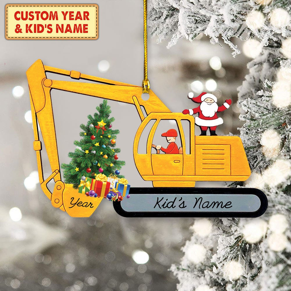 Personalized Excavator Construction Christmas Acrylic Ornament Hn98 OO3633