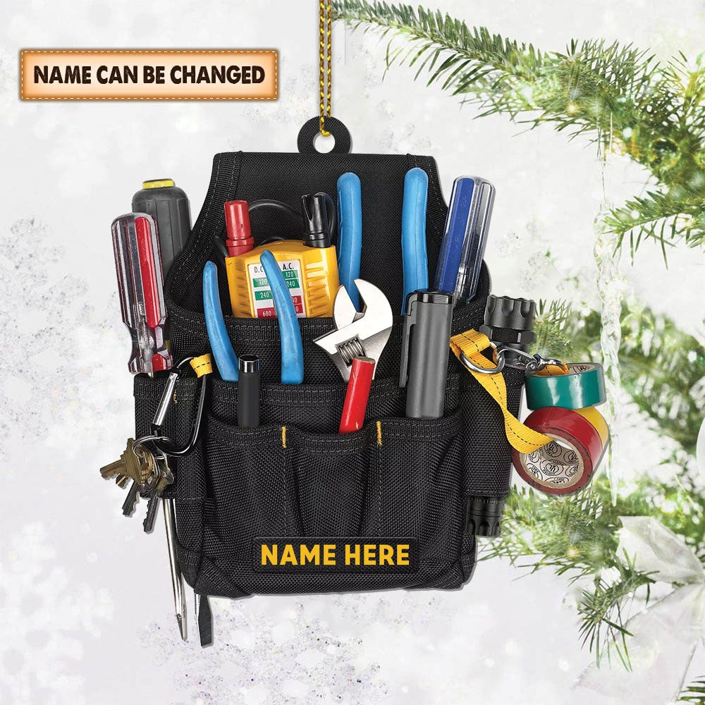 Personalized Electrician Tool Bag Shaped Acrylic Ornament for Electrician OO3634