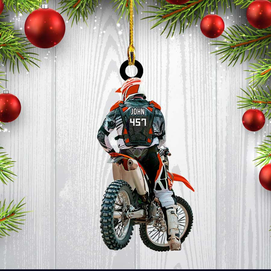 Personalized Motocross Racer Ornament, Customized Flat Acrylic Ornament for Motocross Lovers OO3608