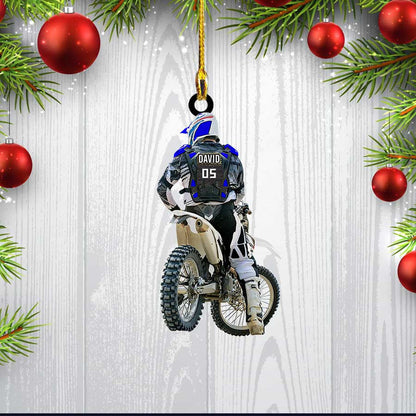 Personalized Motocross Racer Ornament, Customized Flat Acrylic Ornament for Motocross Lovers OO3608