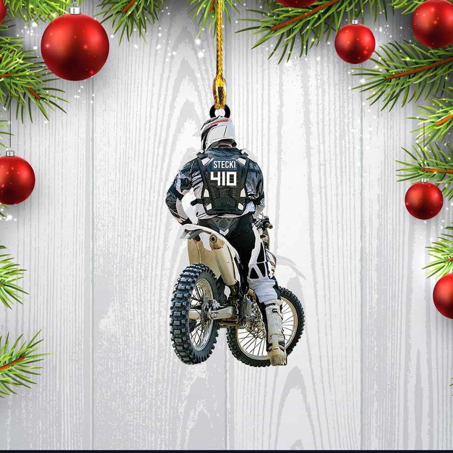 Personalized Motocross Racer Ornament, Customized Flat Acrylic Ornament for Motocross Lovers OO3608