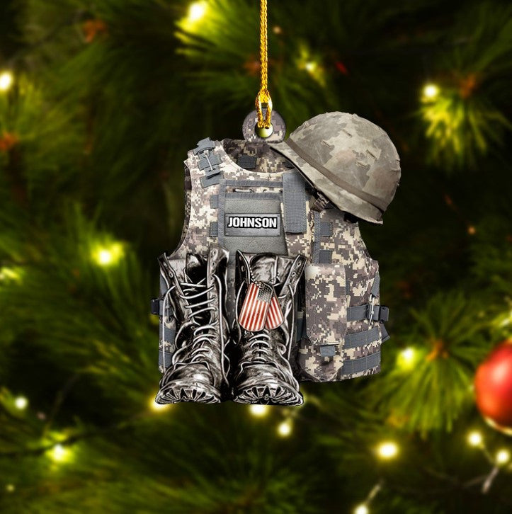 Personalized Army Combat Vest Custom Shape Ornament for Army OO3600