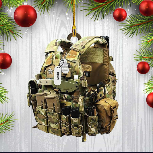 Personalized Tactical Vests Acrylic Ornament for Soldiers, Soldiers Ornament for Dad, Him SO1268