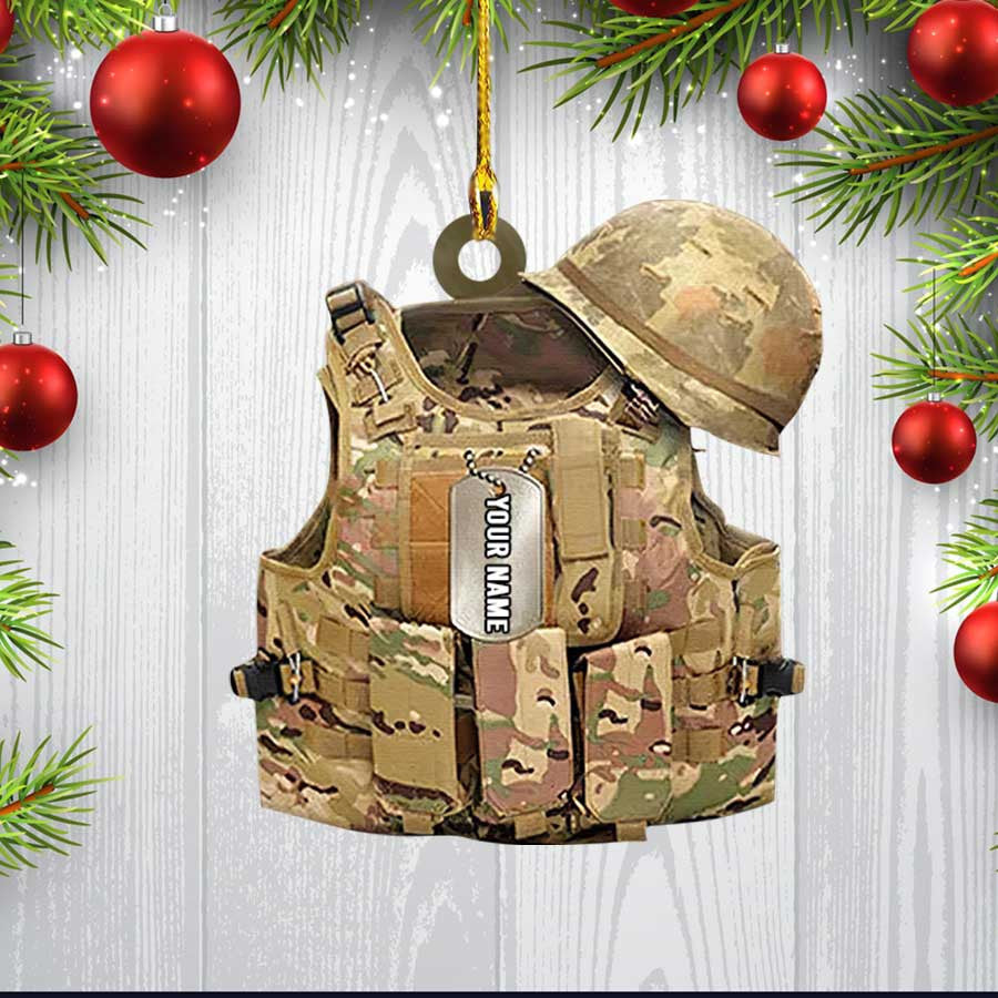 Personalized Tactical Vests Acrylic Ornament for Soldiers, Soldiers Ornament for Dad, Him SO1268