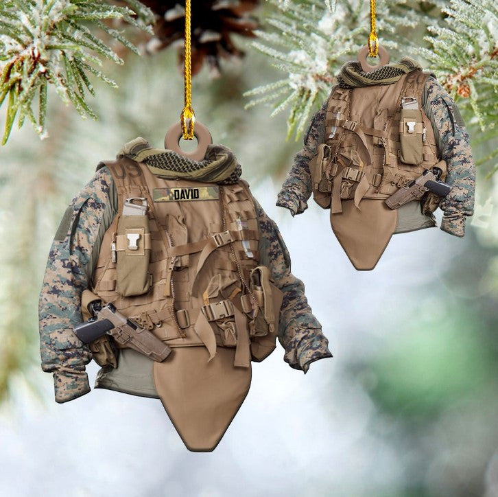 Personalized Tactical Vests Acrylic Ornament for Soldiers, Soldiers Ornament for Dad, Him SO1268