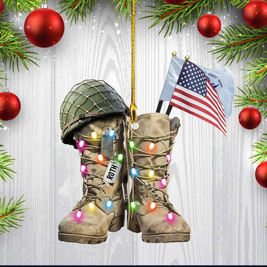 Personalized Boot & Helmet Acrylic Soldiers Ornament for Soldiers, Soldiers Ornament for Dad, Him OO3594