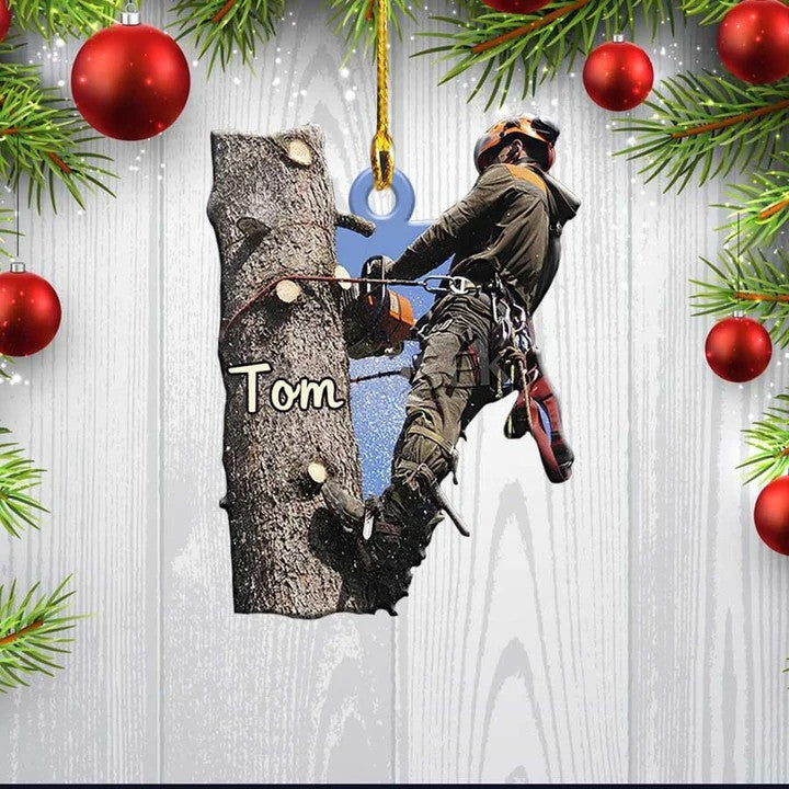 Personalized Chainsaw Ornament Custom Shaped Acrylic Arborist Ornament SO1267