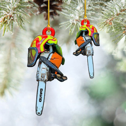 Personalized Chainsaw Ornament Custom Shaped Acrylic Arborist Ornament SO1267