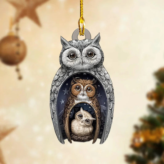 Customized Owl Ornament Custom Shaped Acrylic Christmas Owl Ornament for Owl Lovers SO1265