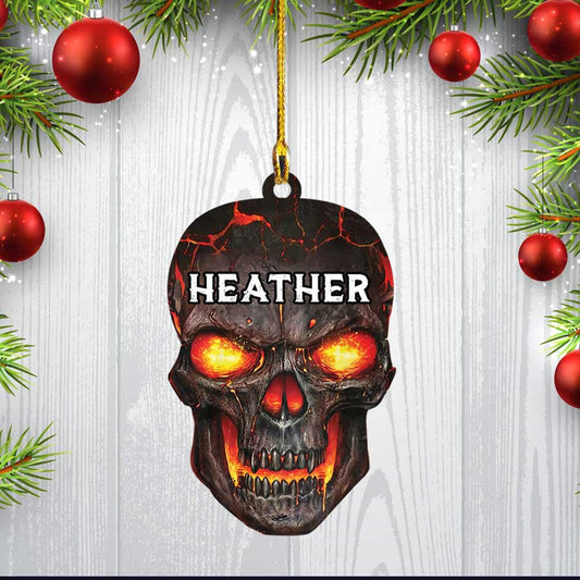 Personalized Skull Ornament, Custom Name Flat Acrylic Ornament for Skull Lover OO3549