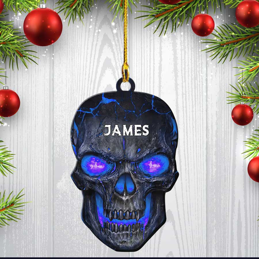 Personalized Skull Ornament, Custom Name Flat Acrylic Ornament for Skull Lover OO3549