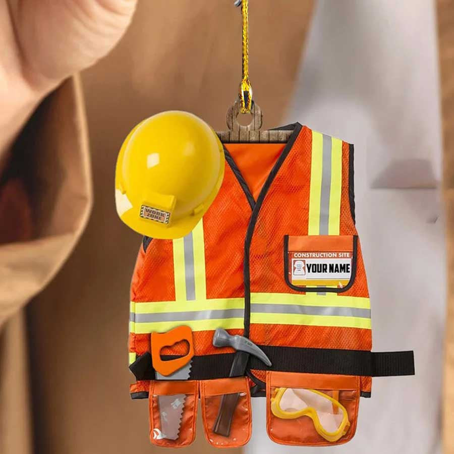 Personalized Construction Worker Flat Acrylic Ornament for Worker OO3544