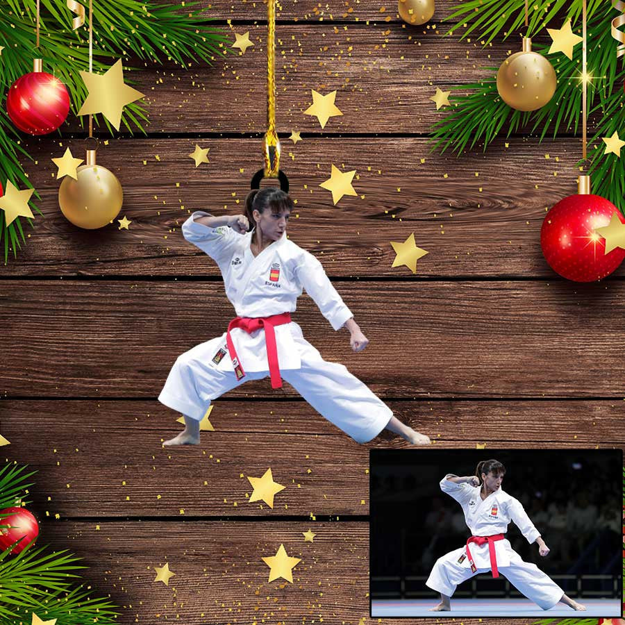 Custom Photo Karate Players Acrylic Ornament for Karate Lovers Tree Decor OO3540