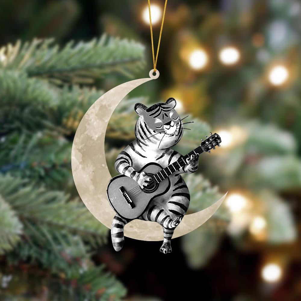 Tiger Sits On The Moon Hanging Flat Acrylic Ornament OO3529