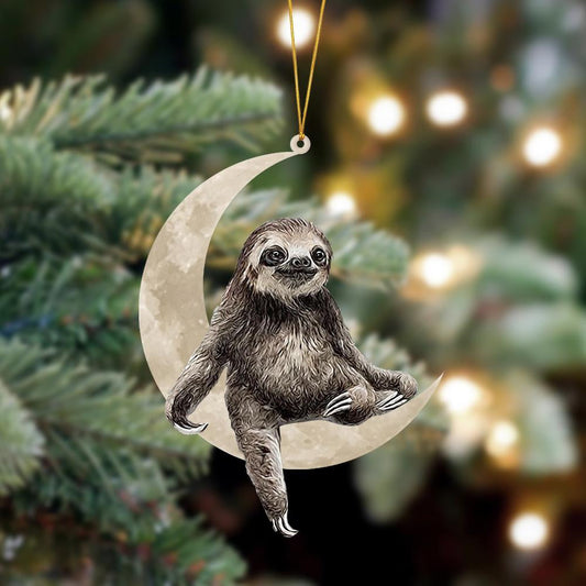 Sloth Sits On The Moon Hanging Flat Acrylic Ornament OO3528