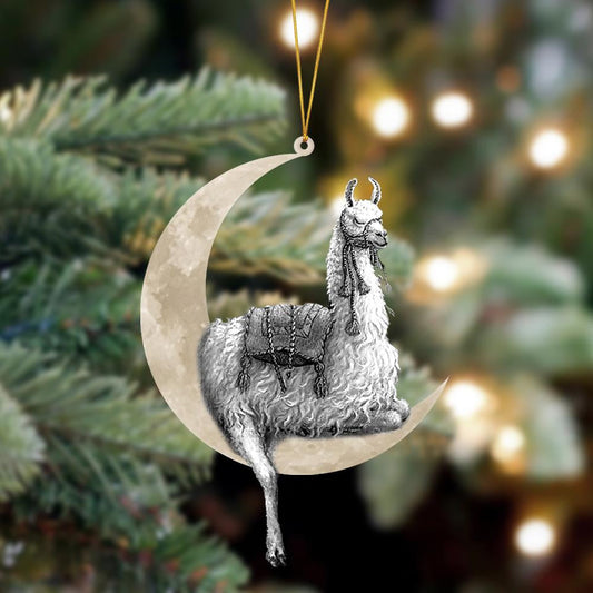 Llama Sits On The Moon Hanging Flat Acrylic Ornament OO3491