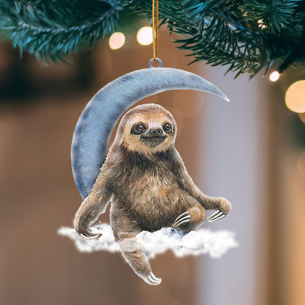 Sloth Blue Moon Hanging Flat Acrylic Ornament OO3501