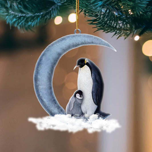 Penguin Blue Moon Hanging Flat Acrylic Ornament OO3495