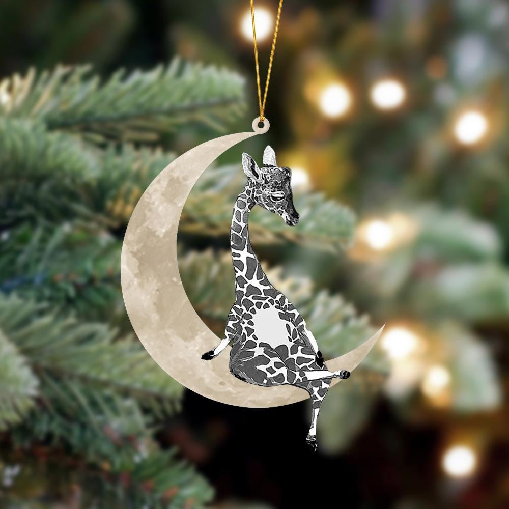 Giraffe Sits On The Moon Hanging Flat Acrylic Ornament OO3512