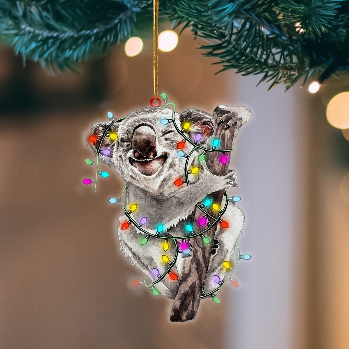 Koala Christmas Light Hanging Flat Acrylic Ornament OO3498