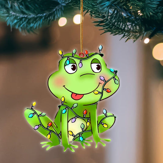 Frog Christmas Light Hanging Flat Acrylic Ornament OO3520