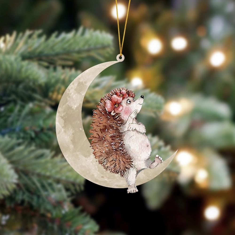 Hedgehog Sits On The Moon Hanging Flat Acrylic Ornament OO3474