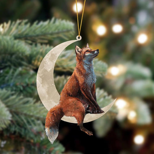 Fox Sits On The Moon Hanging Flat Acrylic Ornament OO3478