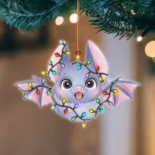 Bat Christmas Light Hanging Flat Acrylic Ornament OO3481