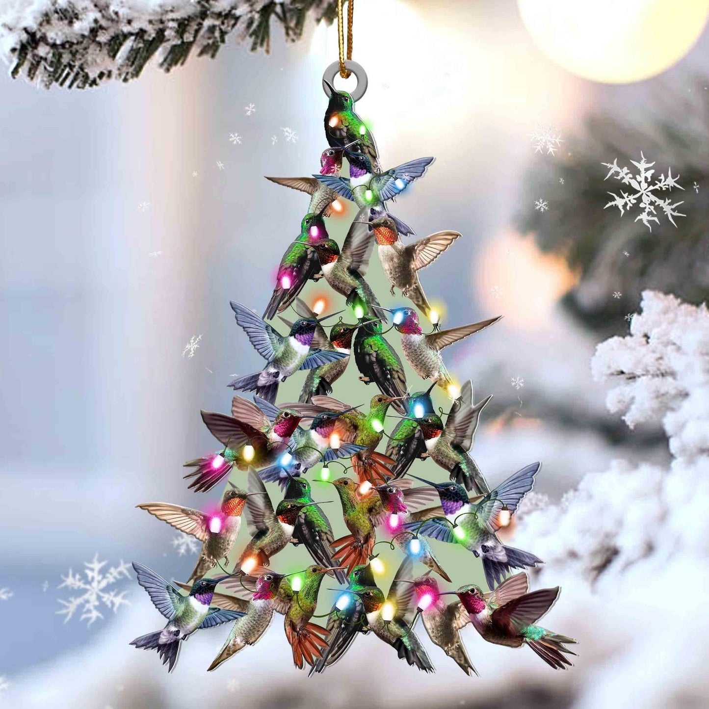 Hummingbird Christmas Tree Shaped Acrylic Ornament For Hummingbird Lovers SO1258