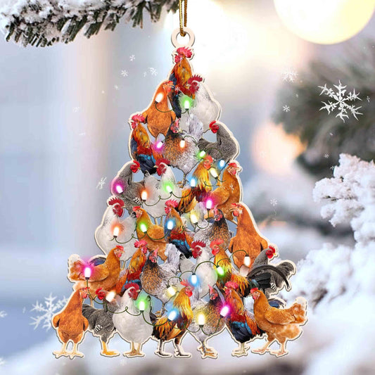 Chicken Christmas Tree Shaped Acrylic Ornament For Chicken Lovers OO3322