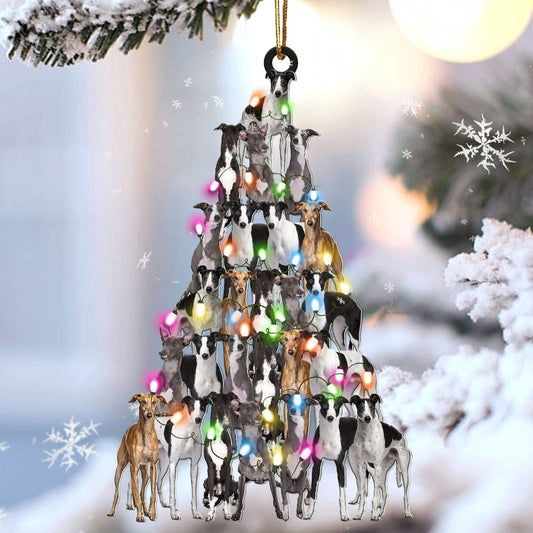 Greyhound Christmas Tree Shaped Ornament For Greyhound Lover Custom Acrylic Ornament For Dog Mom SO1256