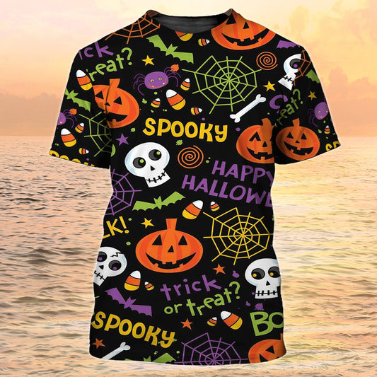 3D Spooky Shirt Trick Or Treat Full Print On Halloween Shirt Full Size TO1966