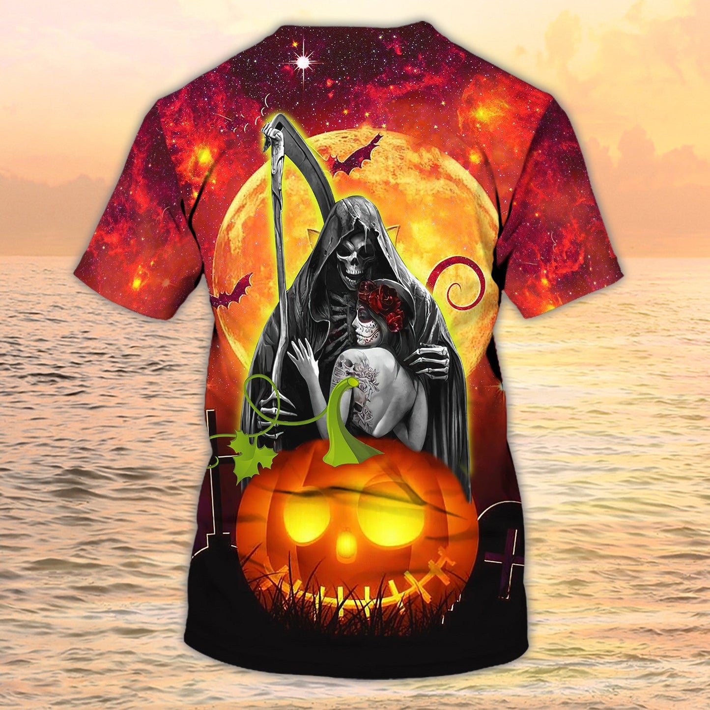 Skull Girl Halloween 3D T Shirt The Death And Girl Halloween Tshirt Men Women TO1969