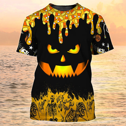 Funny Halloween Shirts Black And Yellow Pumpkin 3D Shirt For Halloween TO1972