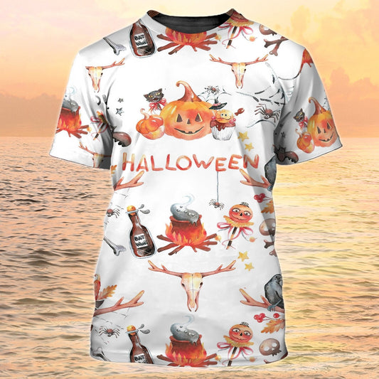 3D Funny Halloween Shirt Men Women On White Pattern TO1973