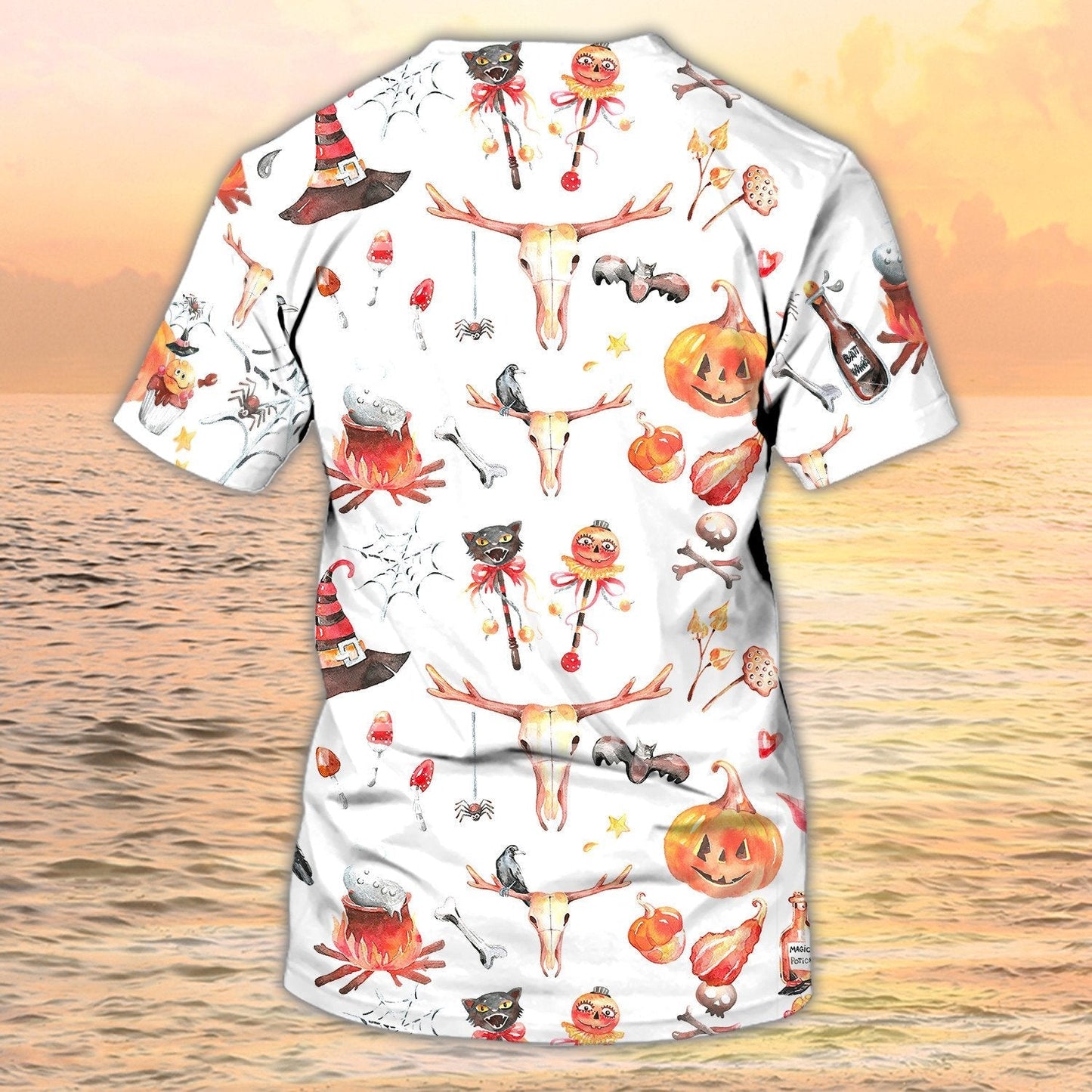 3D Funny Halloween Shirt Men Women On White Pattern TO1973