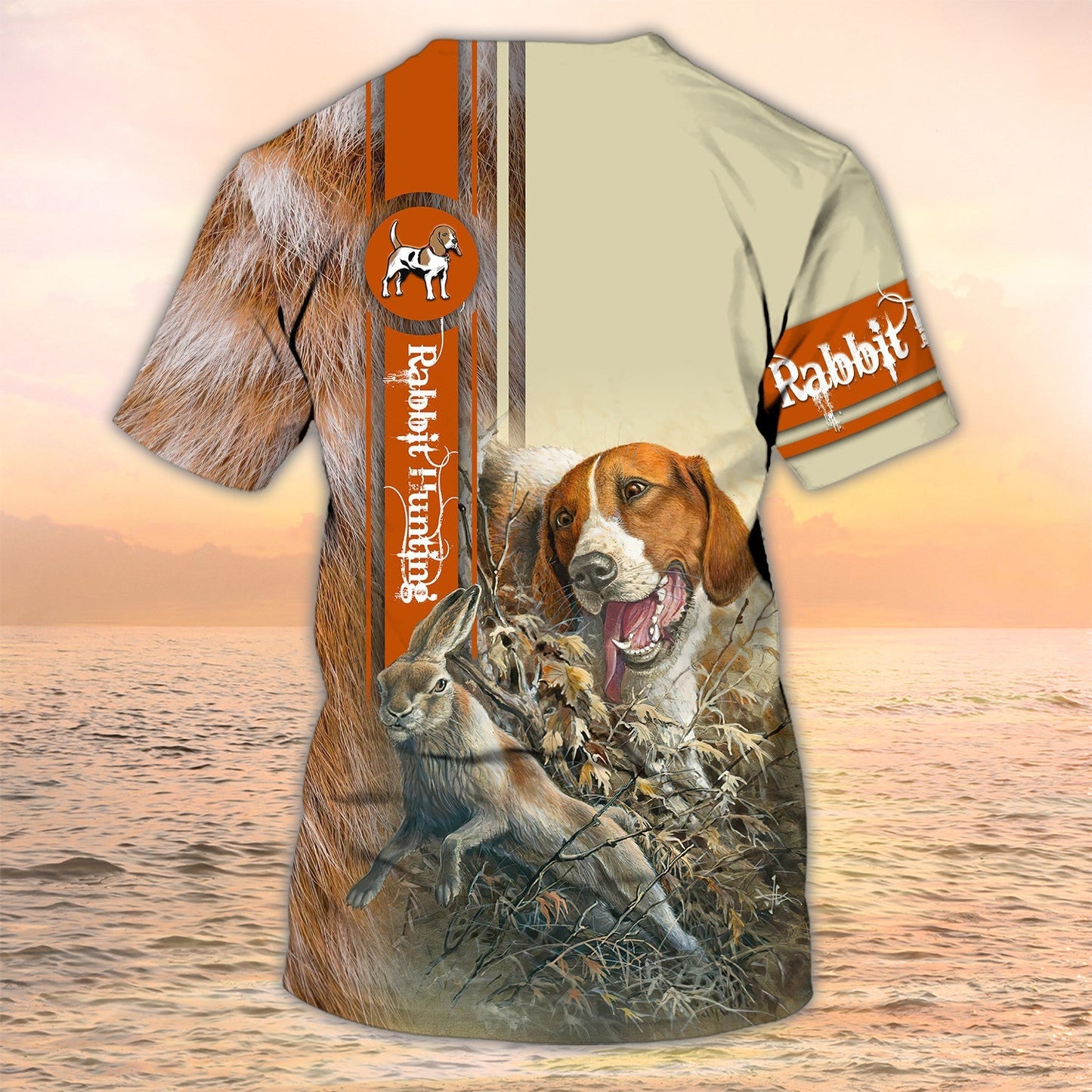 Rabbit Hunting With Beagle Orange Tshirt Shirt, Beagle Hunting Personalized Name TO2468