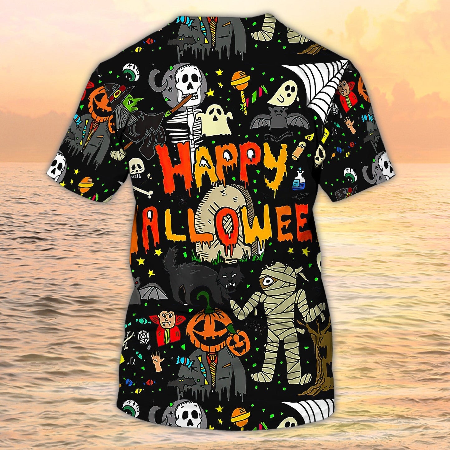 Happy Halloween 3D All Over Print T Shirt Full Of Ghost On Halloween Shirts TO1974